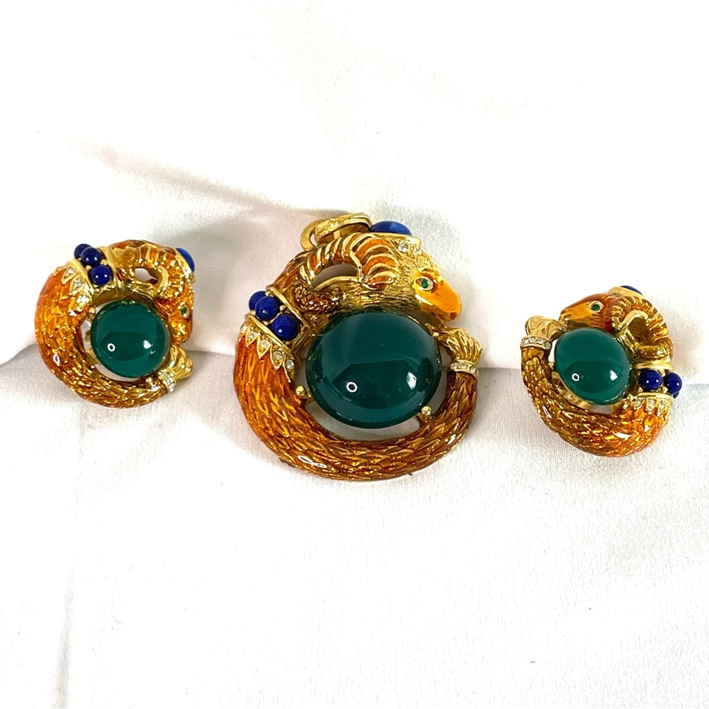 VTG Selro Rare Dragon Pendant & Earrings Set - Picture 3 of 7
